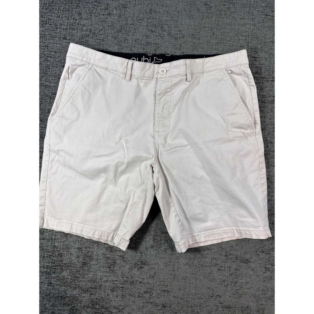 Eubi Chino Shorts Mens XL Khaki Solid Stretch Casual Flat Front 1254